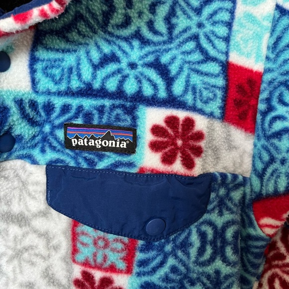 Patagonia Synchilla Snap-T Makai Totally Red Patchwork Pull Over Fleece Size XS - Picture 5 of 11